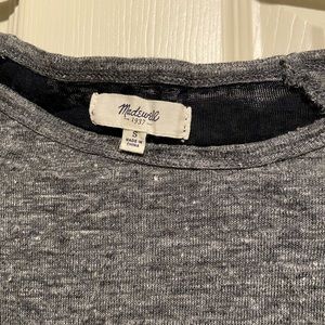 Madewell Gray/Navy 3/4 sleeve tee w front pocket
